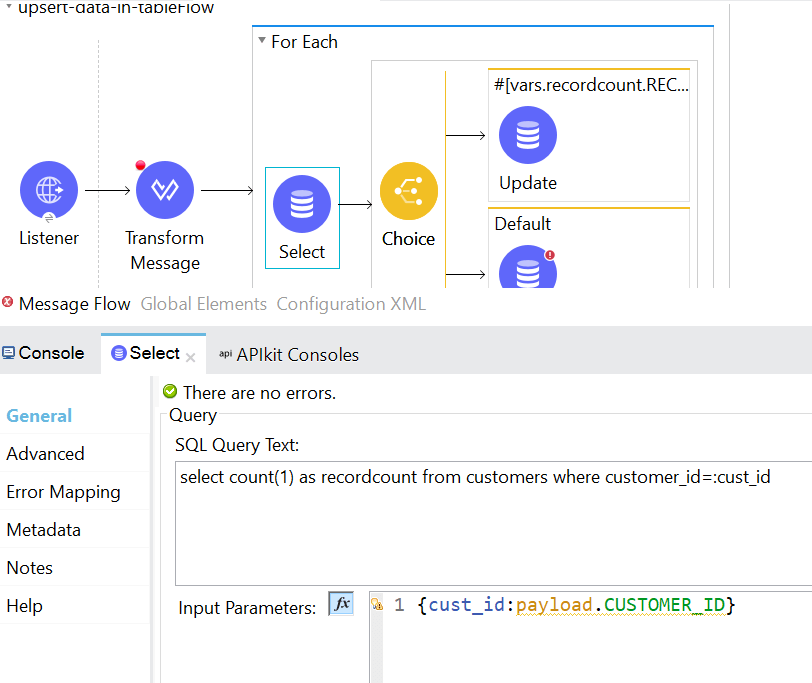 Upsert Operation in MuleSoft DataBase Connector