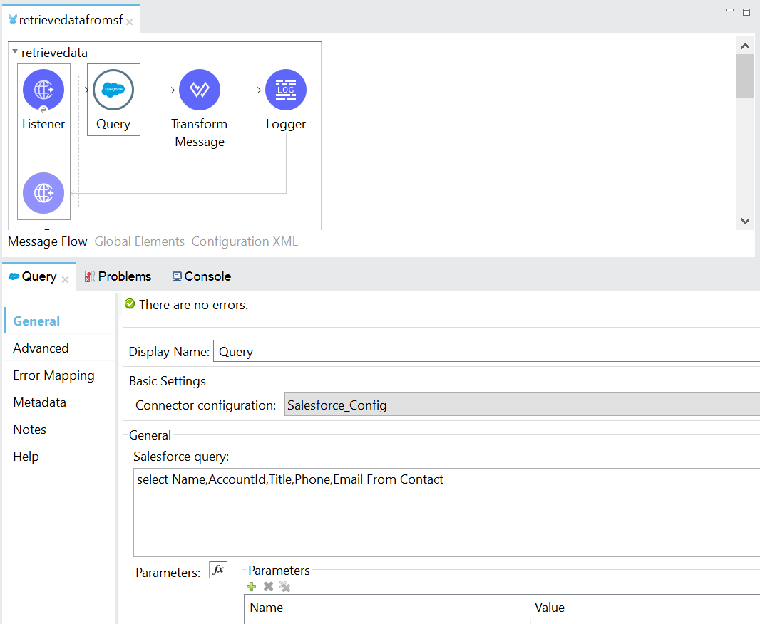 Query Data From Salesforce Object using Salesforce Connector