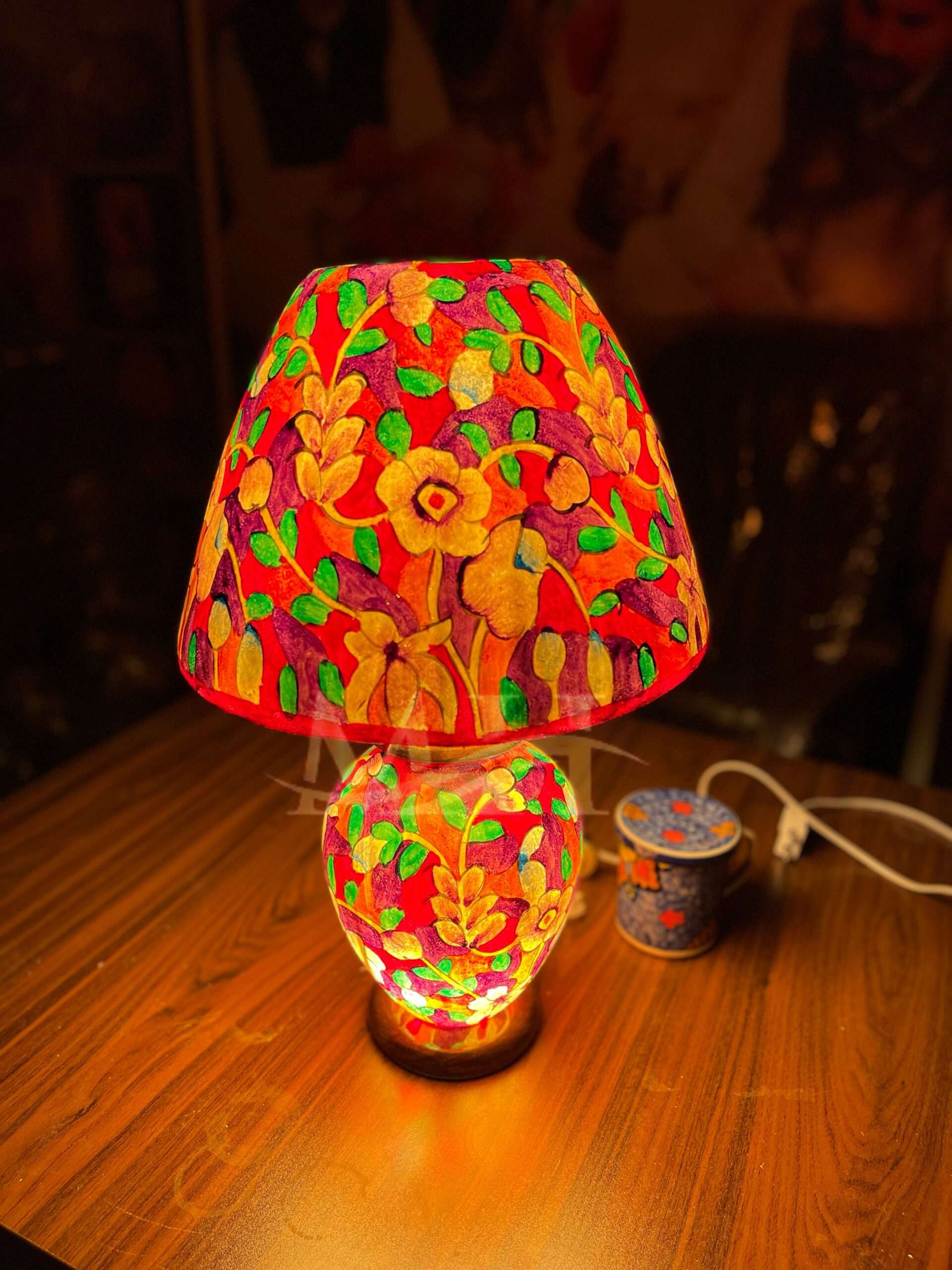 Side Table Camel Skin Lamp Multan Handicrafts