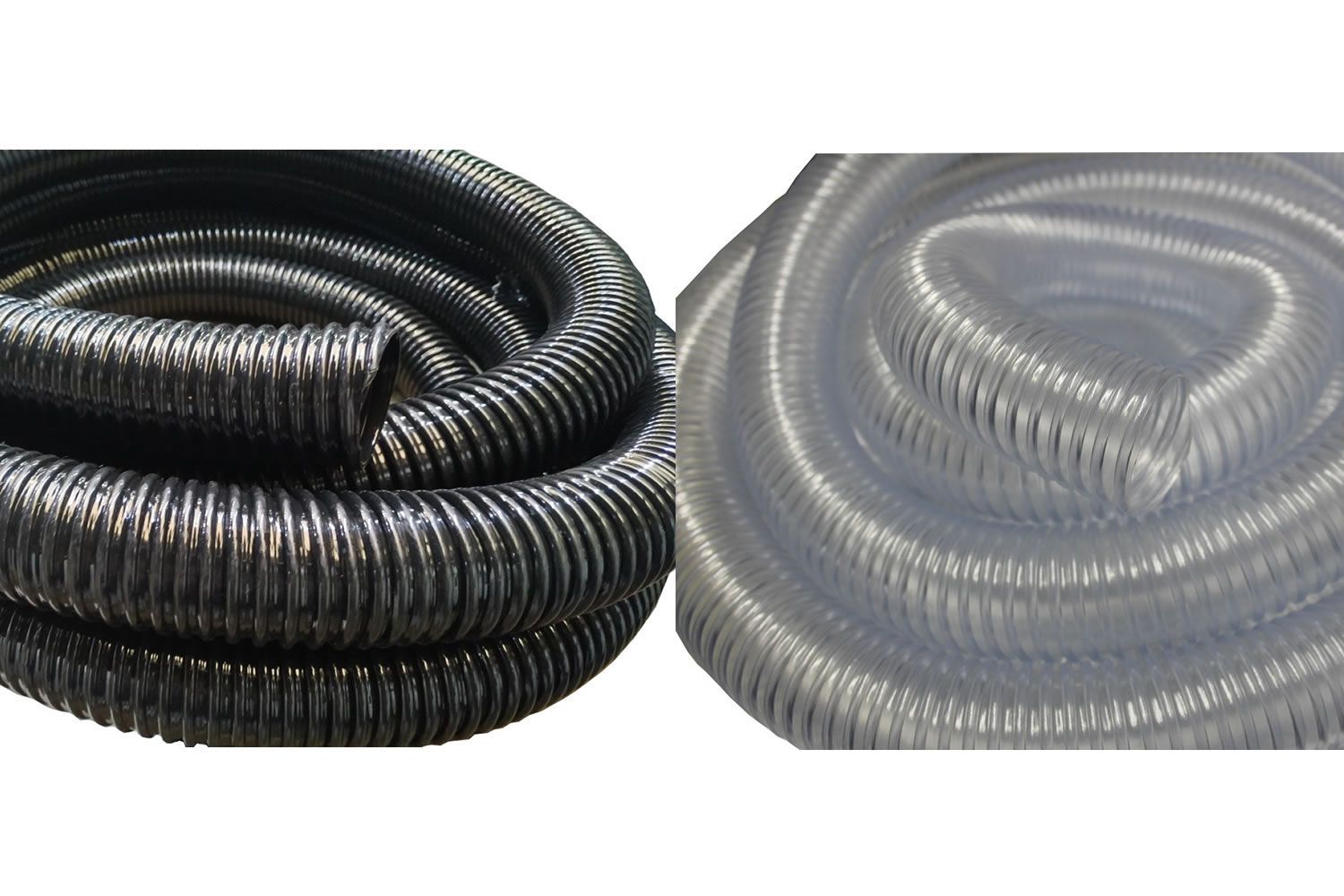 Manguera Ducto de PVC flexible negro o cristal con espiral de PVC rígido