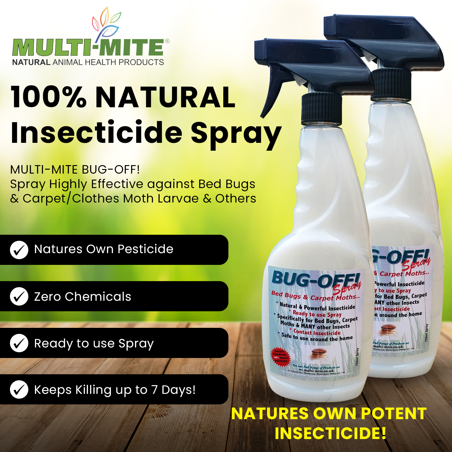 BUG OFF! TWIN PACK 500ML BED BUG, FLEAS and CARPET MOTH READY TO