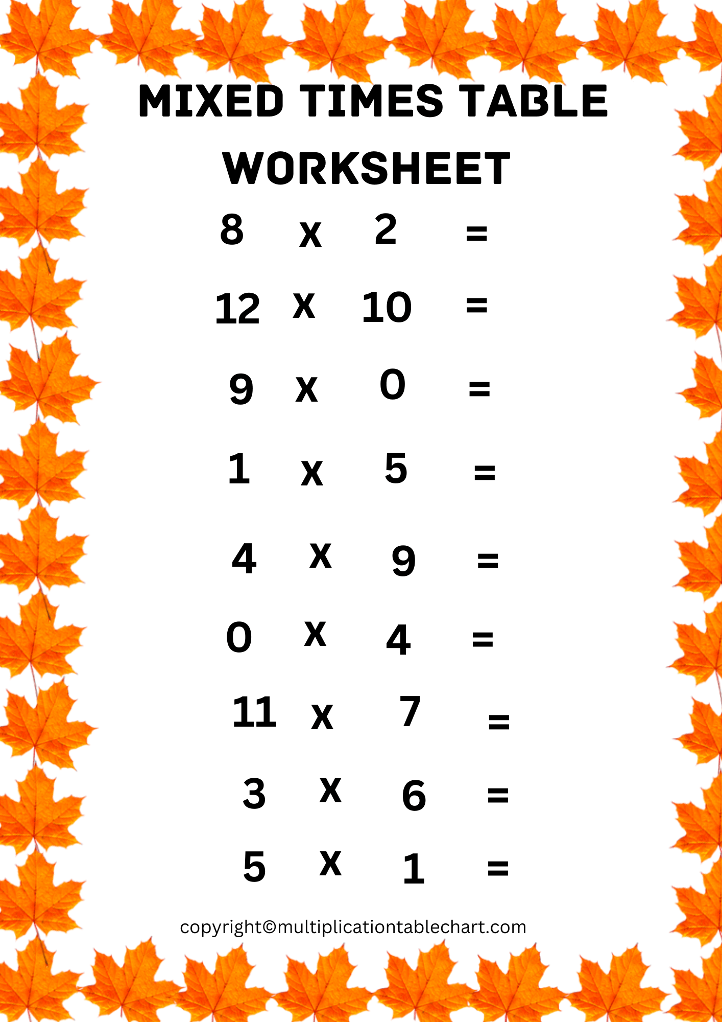 Mixed Times Table Worksheet for Grade 45 [Free Printable]