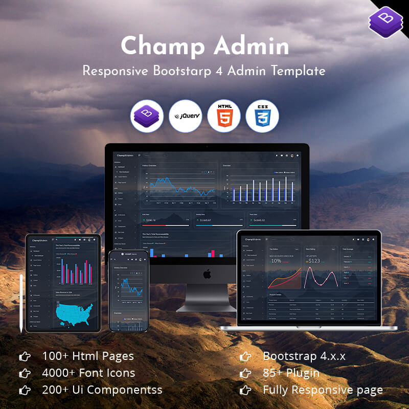 Champ Bootstrap 4 Admin Templates Admin Dashboard UI Kit
