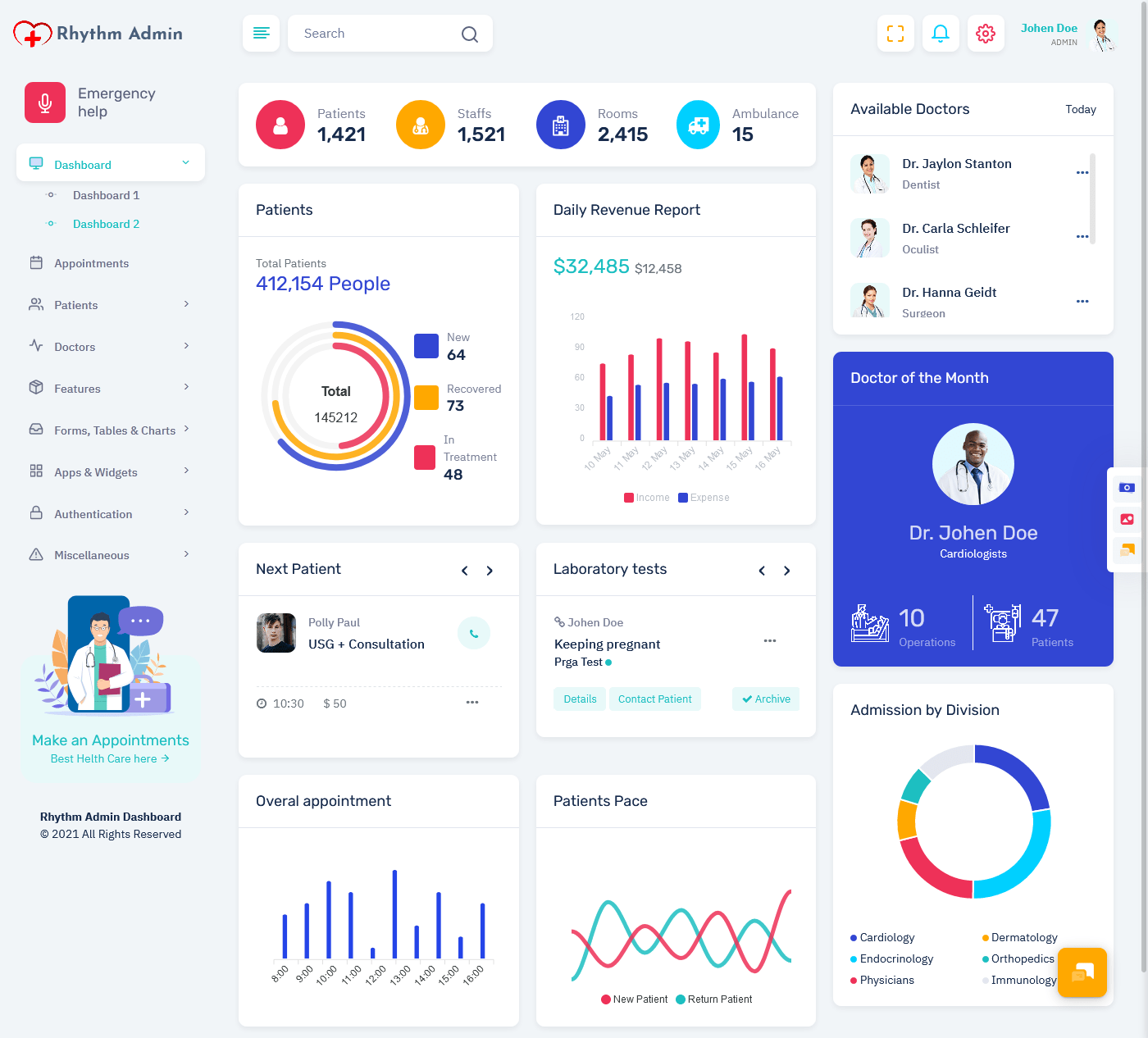Responsive Bootstrap 5 Admin Dashboard with Admin Panel Rhythm