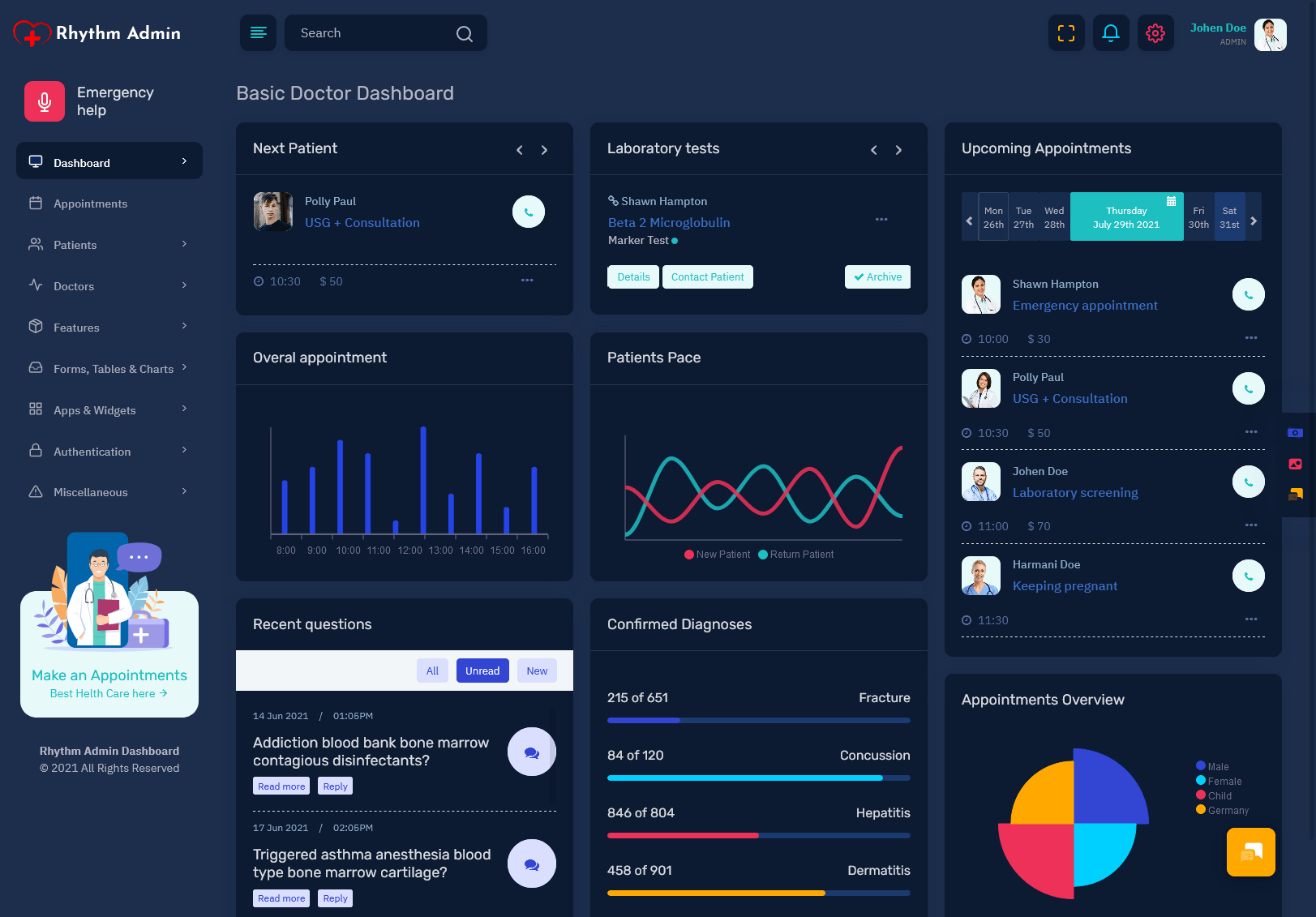 Bootstrap Admin Templates  App HIMS Dashboard Design