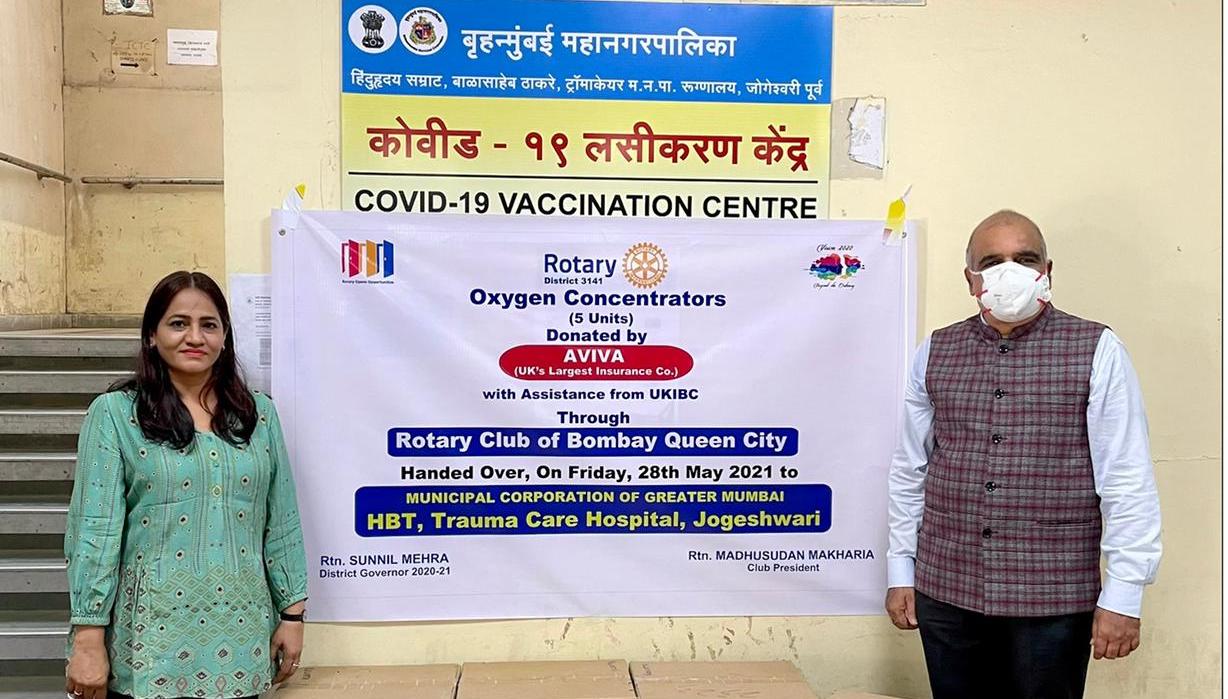 Rotary Club of Bombay Queen City gives oxygen concentrator to HBT