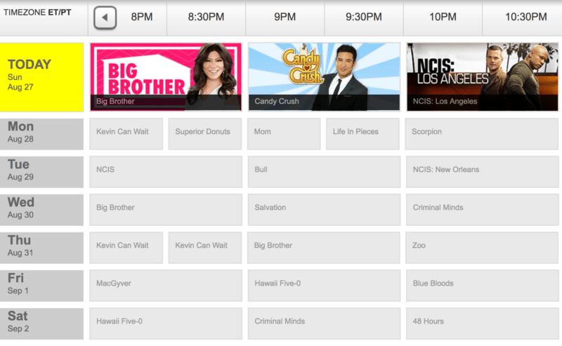 CBS TV Network Primetime, Daytime, Late Night and.