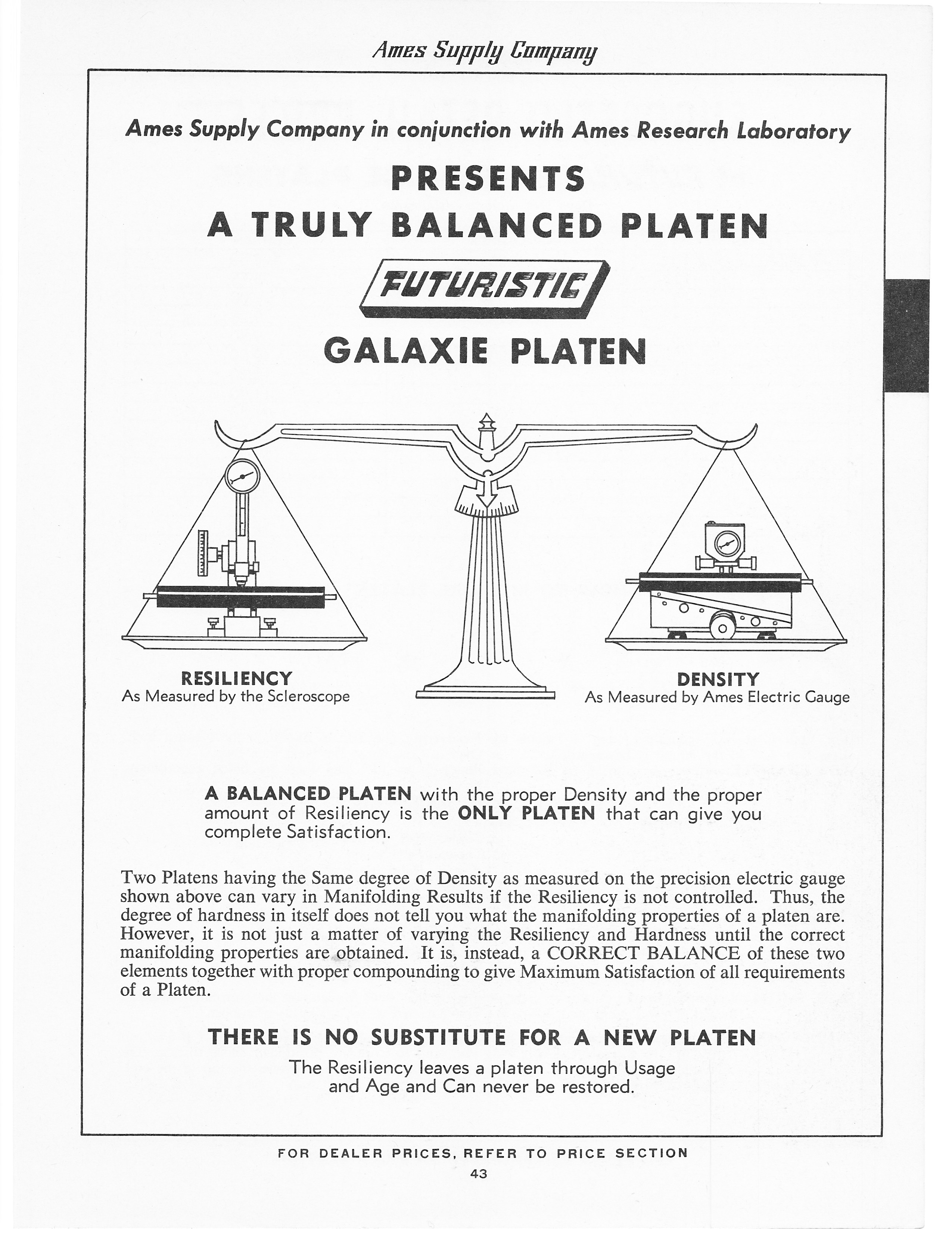 Typewriter Platen Reference, and all Things Made of Rubber Ames 1960