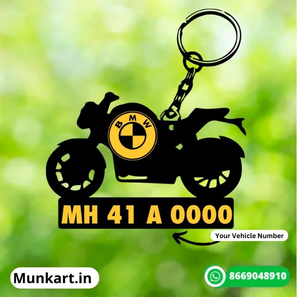 BMW Bike Shape Customize Number Keychain Munkart.in