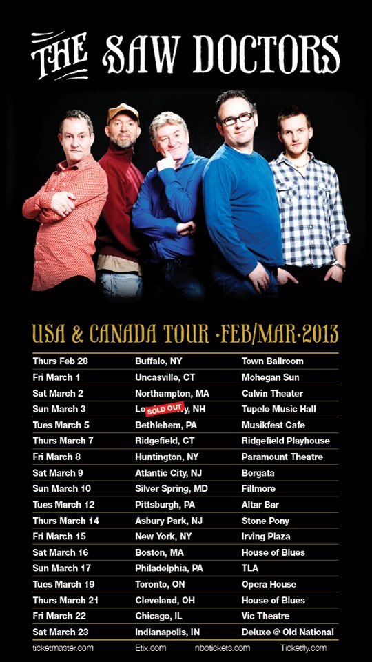 The Saw Doctors 2013 Tour MurphGuide NYC Bar Guide