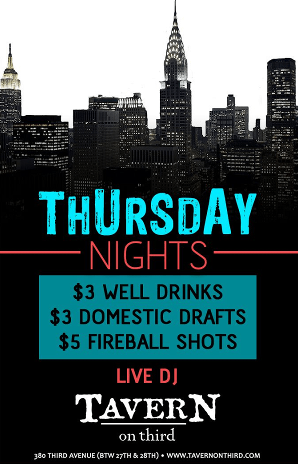 Thursday Night Specials at Tavern on Third MurphGuide NYC Bar Guide