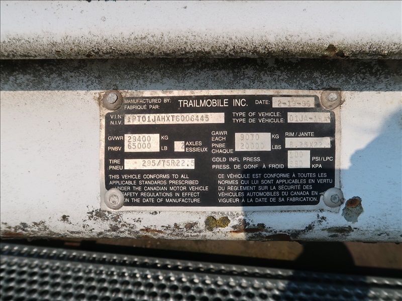 1996 TRAILMOBILE 01JA1RA ARCTIC REFRIGERATION INC. ONLINE AUCTION