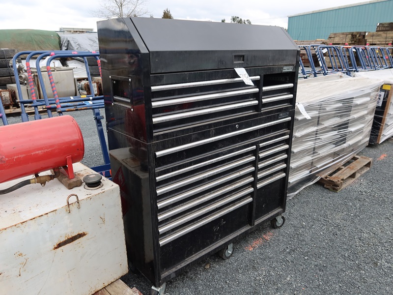 LOT, APPROX 18"L X 52"W X 59"H HUSKY 2SECTION TOOLBOX W/CONTENTS