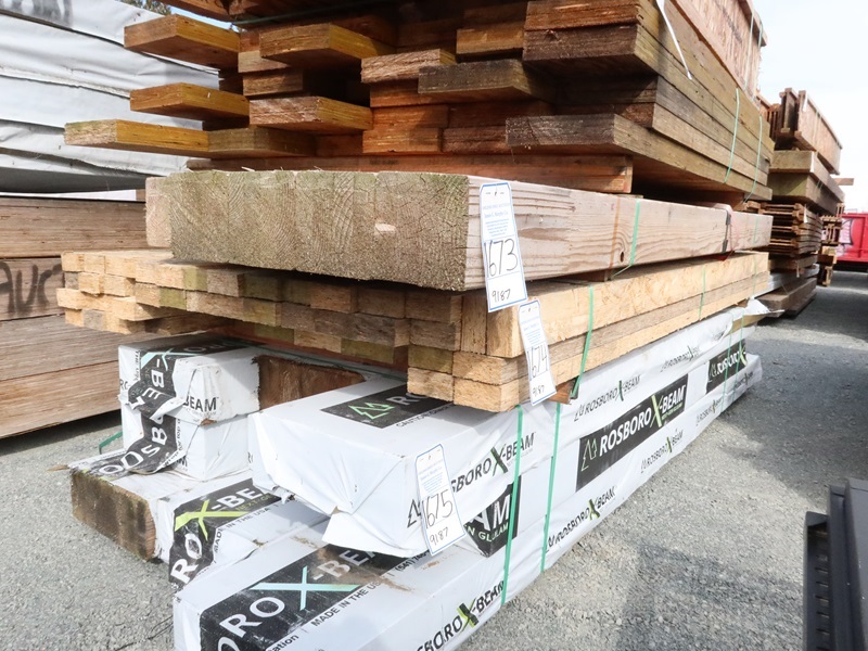 LOT, ASSORTED GLULAM LUMBER AT VARIOUS LENGTHS FROM APPROX 6' 8' (NO REMOVAL UNTIL THURSDAY