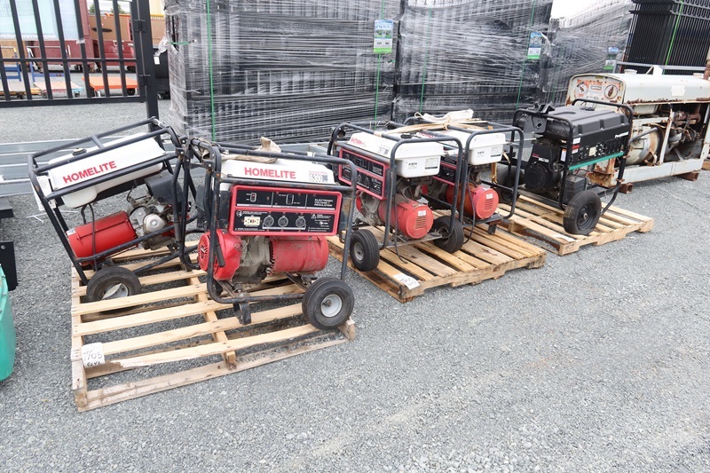 LOT, (4) HOMELITE CG6300 6,300W PORTABLE GENERATORS W/HONDA GX340 GAS