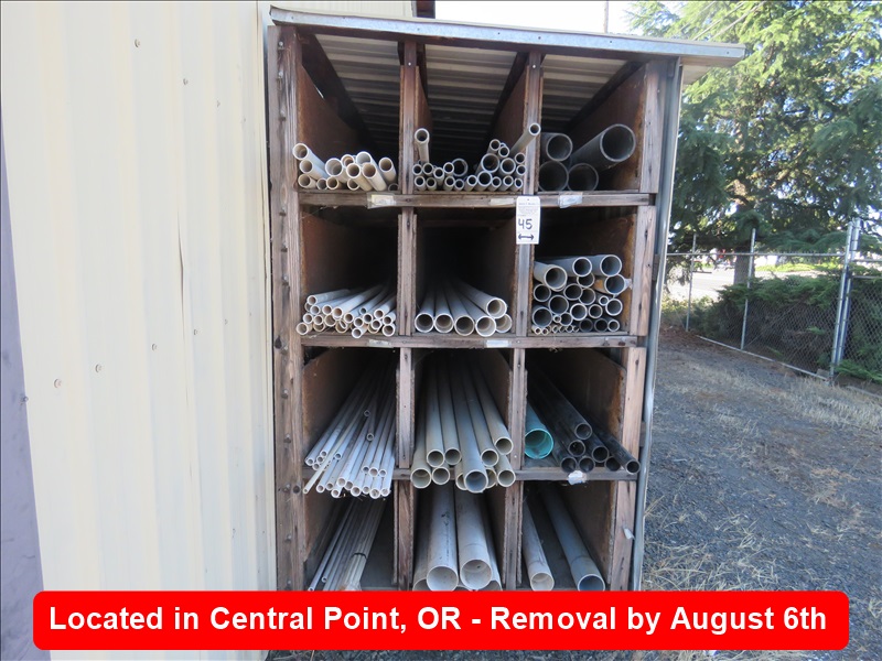 LOT, ASSORTED PVC PIPE IN THIS SECTION ECONOMY PLYWOOD LIVE AUCTION