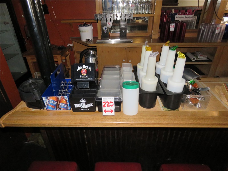 LOT, ASSORTED BAR SUPPLIES IN THIS SECTION GALLOPING GERTIE'S BAR