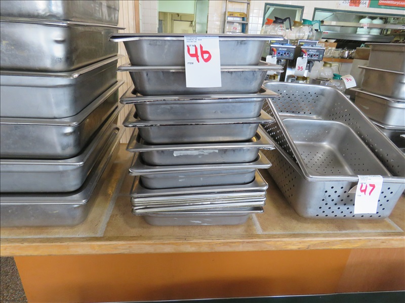 LOT, (15) 2" SS HOTEL PANS W/(7) LIDS GALLOPING GERTIE'S BAR & GRILL ONLINE AUCTION James