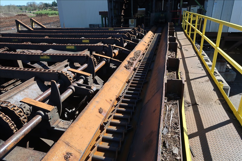 APPROX. 50' 6"X12" HD W/FLITES CHAIN INFEED LOG HAUL TO DEBARKER, NEW