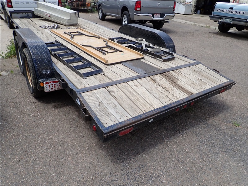 83"X16' T/A FLATBED CAR TRAILER, 9,000 LB WINCH, RAMPS ICS