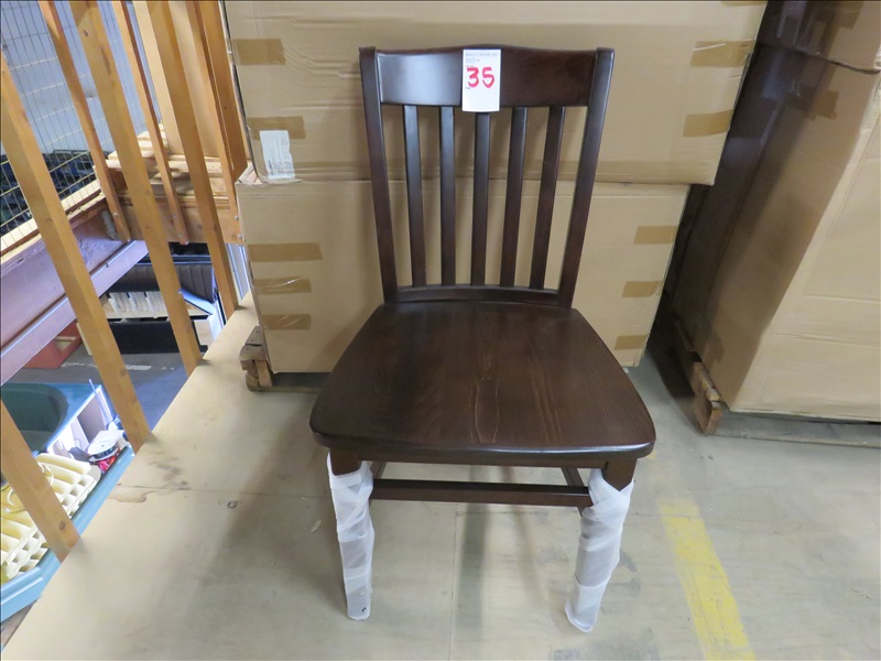 LOT, (4) DARK WALNUT SCHOOLHOUSE WOOD DINING CHAIRS JH CARR EXCESS