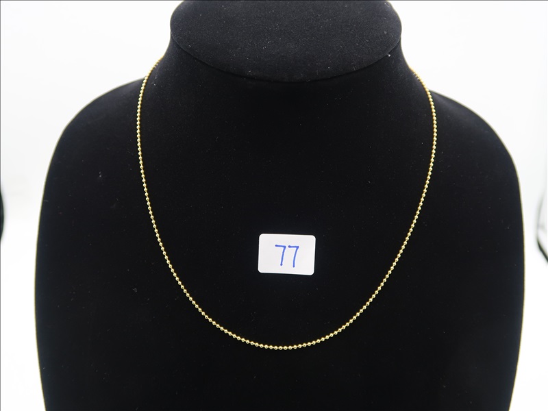 18" 14K YELLOW GOLD BEAD CHAIN, RETAIL PRICE 600, GRAMS3.6 NIQUE