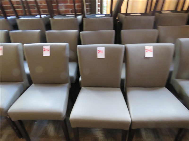 LOT, (4) PADDED NAUGAHYDE DINING CHAIRS (GRAY) PALACE BALLROOM