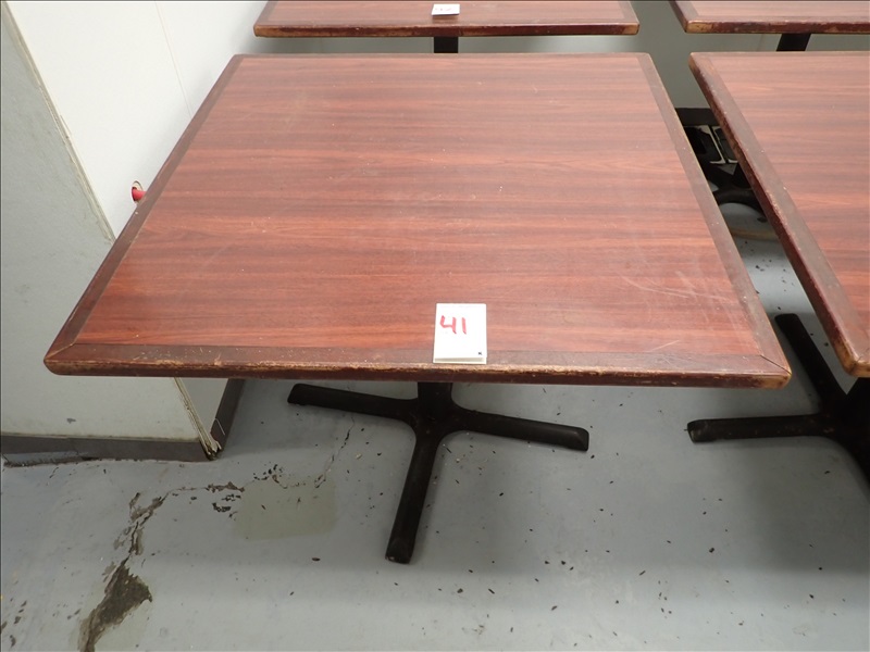 36" X 36" WOOD DINING TABLE (TABLE TOP AND/OR BASES MAY NEED REPAIR
