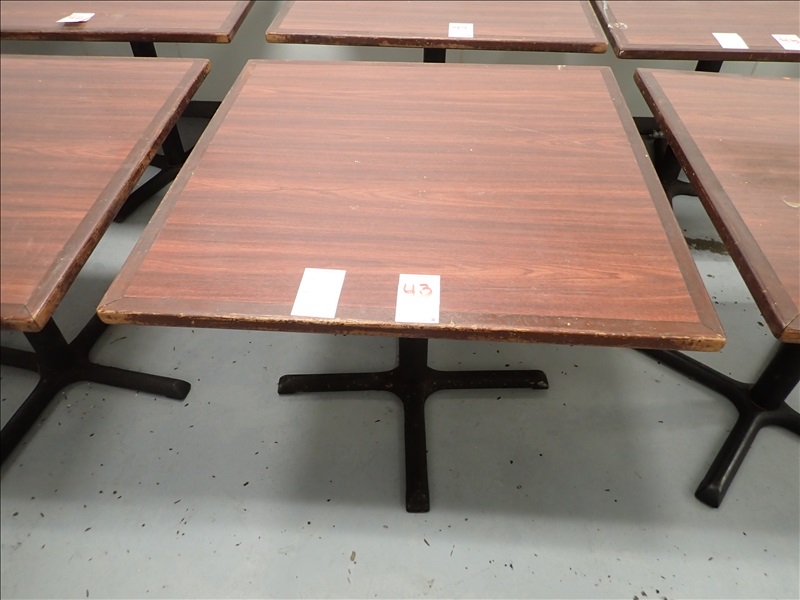 36" X 36" WOOD DINING TABLE (TABLE TOP AND/OR BASES MAY NEED REPAIR