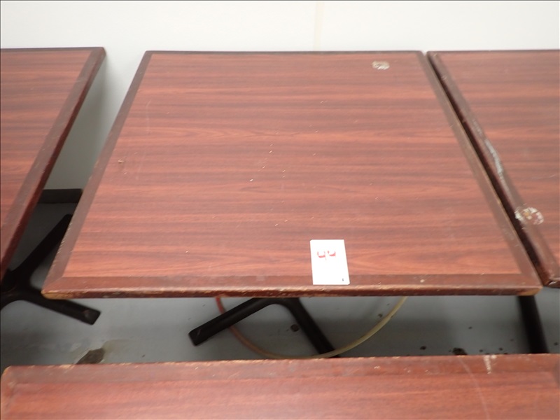 36" X 36" WOOD DINING TABLE (TABLE TOP AND/OR BASES MAY NEED REPAIR