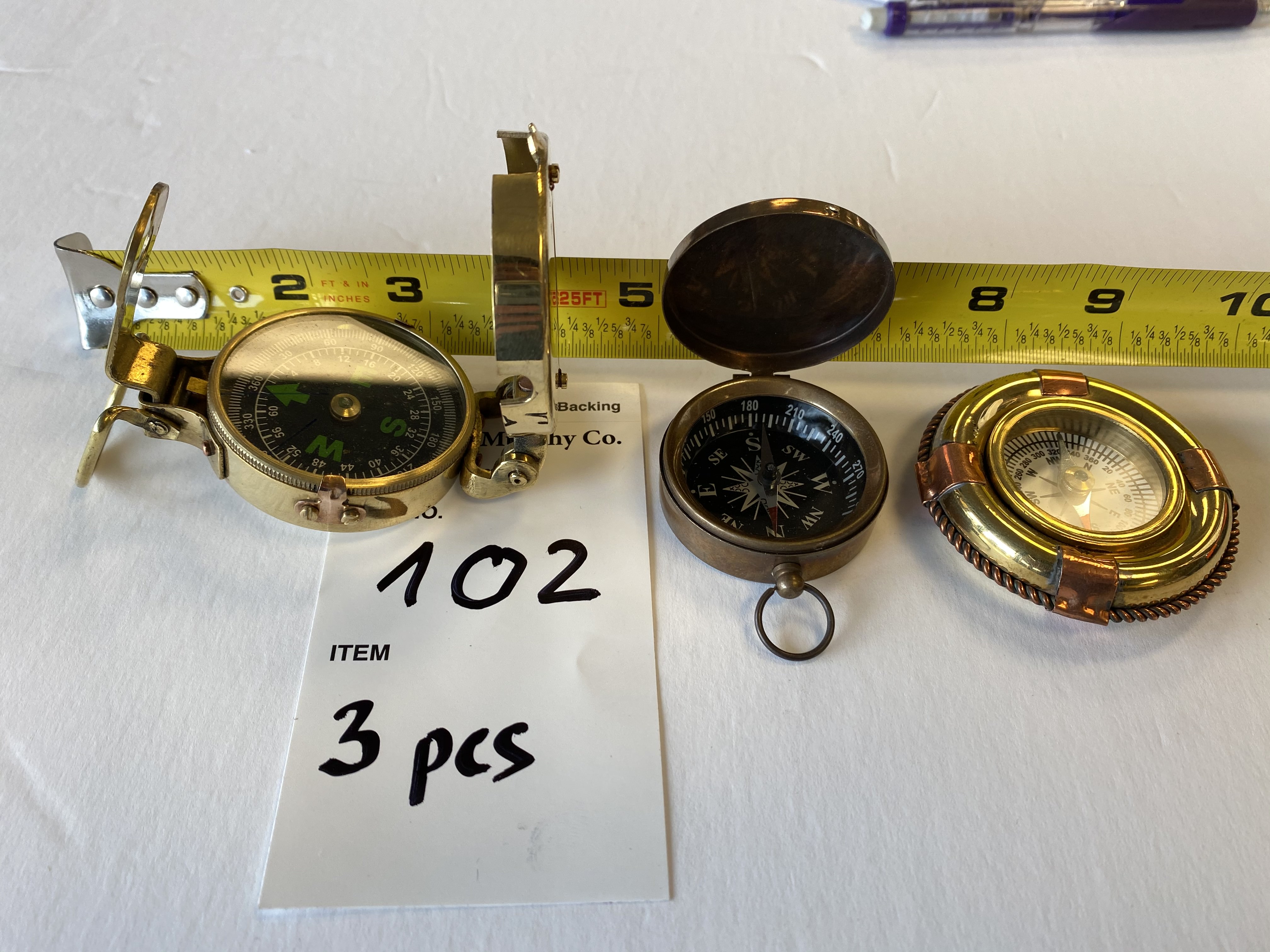 Lot of 03 brass compasses SAVY BOAT ONLINE AUCTION James G
