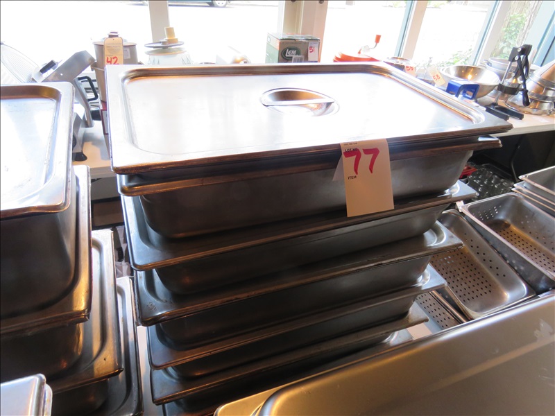 LOT, FULL SIZE HOTEL PANS W/LIDS ST. CLOUDS RESTAURANT ONLINE ONLY James G. Murphy Co.