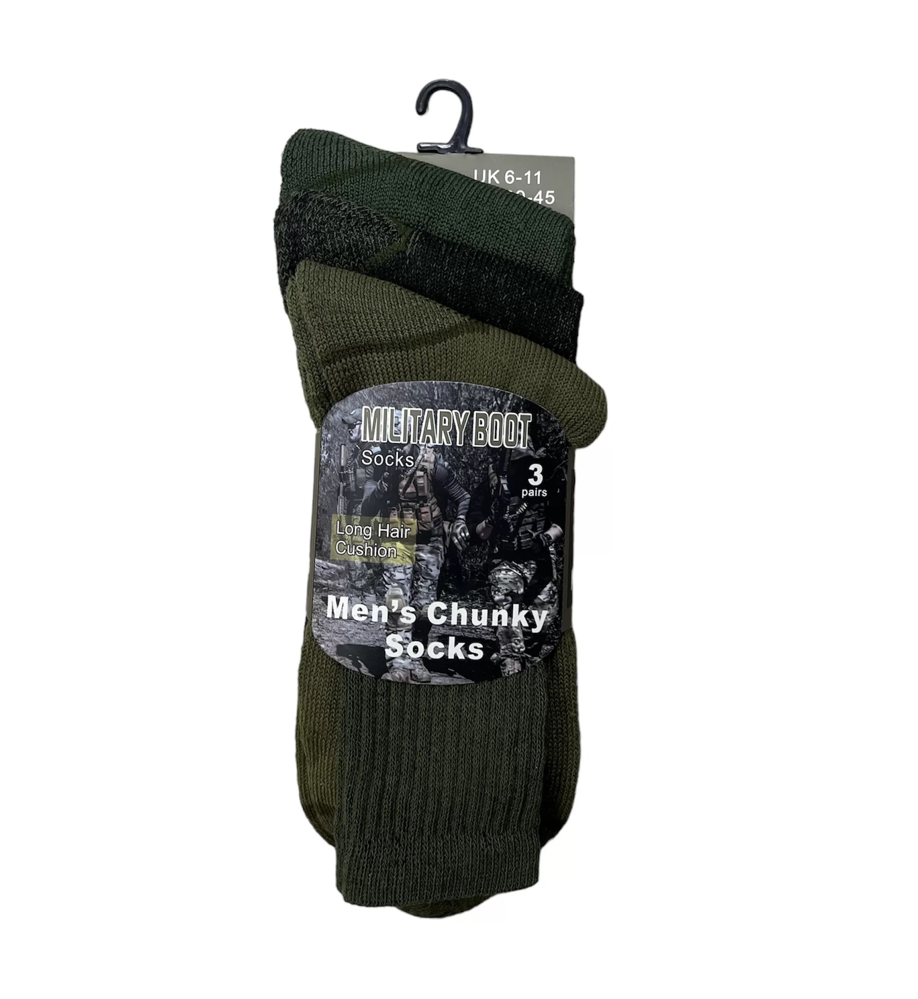 3PK MILITARY BOOT SOCKS GREEN Murray Excel