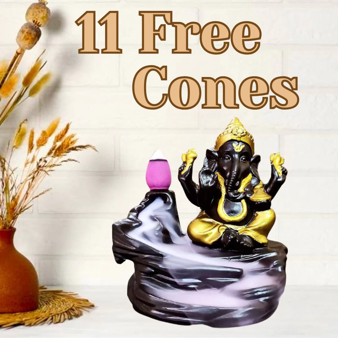 Backflow Lord Ganesh with Free 11 Incense Cones
