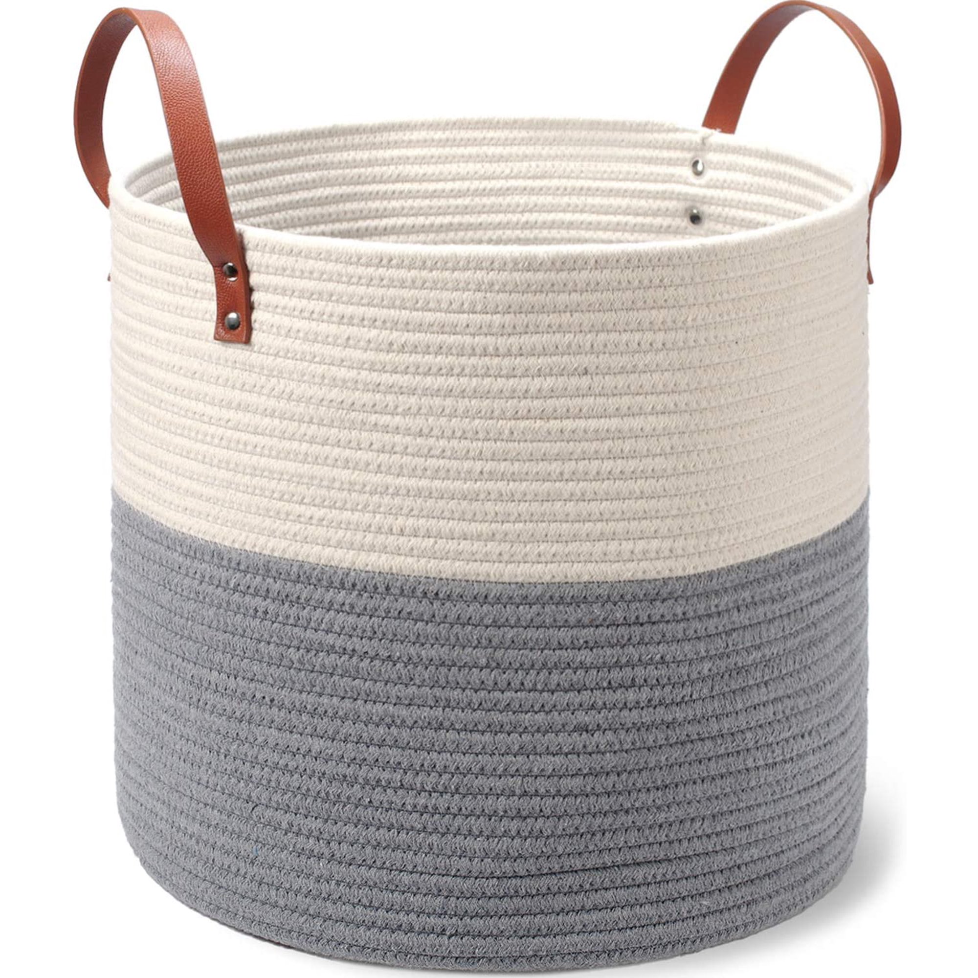 Cotton Rope Basket for Living Room Blanket Kids Playroom Storage
