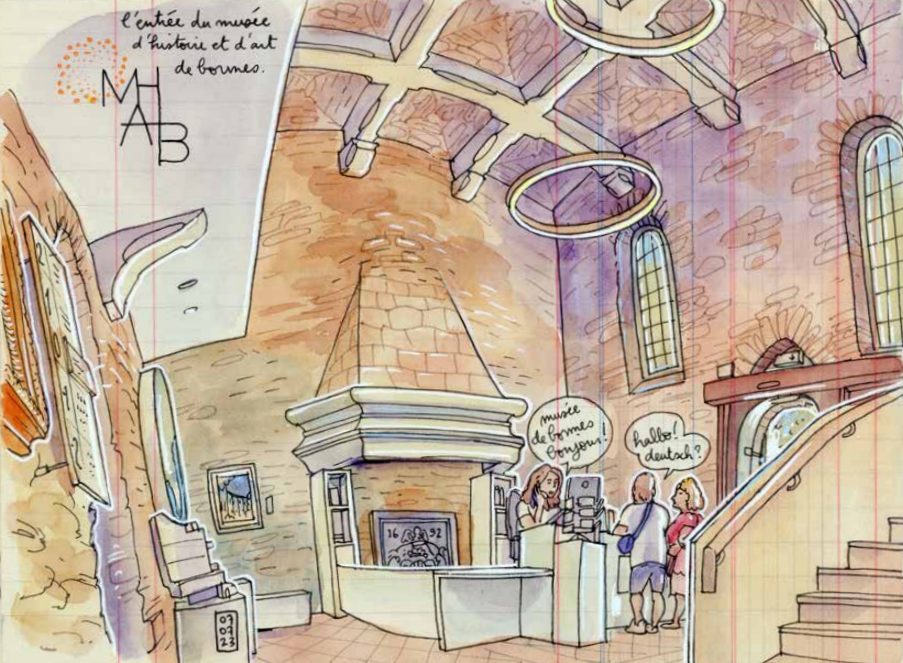 Urban Sketcher LAPIN in artist residency at Bormes les Mimosas and MHAB