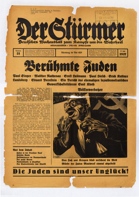 Der Stürmer Antisemitic Newspaper Artefact Montreal Holocaust Museum