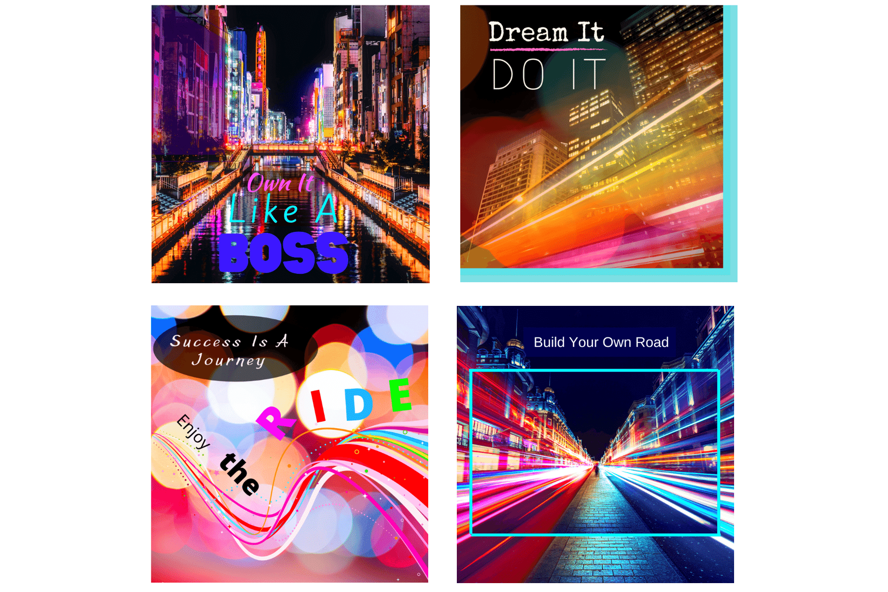City Scenes with Success Quotes Prints; Set of 4 Muse Moth