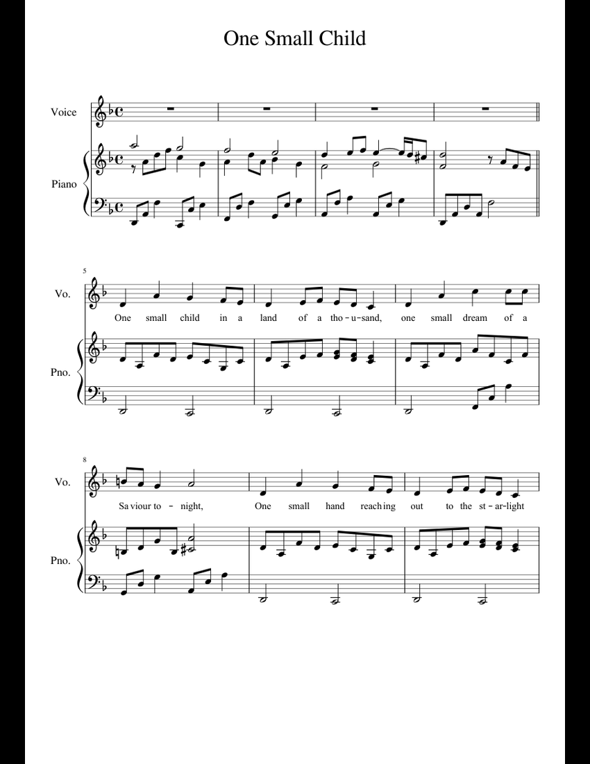 One Small Child Sheet music for Piano, Vocals (PianoVoice)