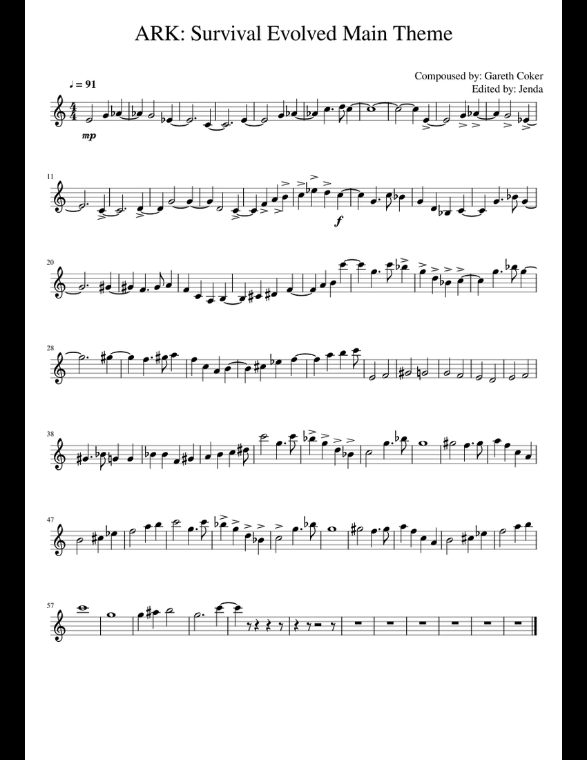 ARK Survival Evolved Main Theme Solo Sheet music for Trumpet in bflat