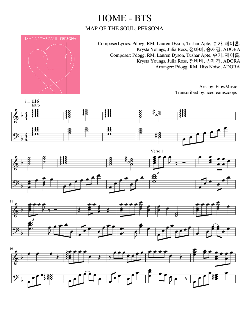HOME by BTS Sheet music for Piano (Solo)