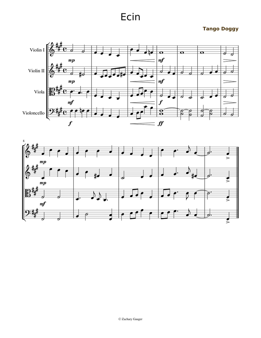 Ecin Sheet music for Violin, Viola, Cello (String Quartet)