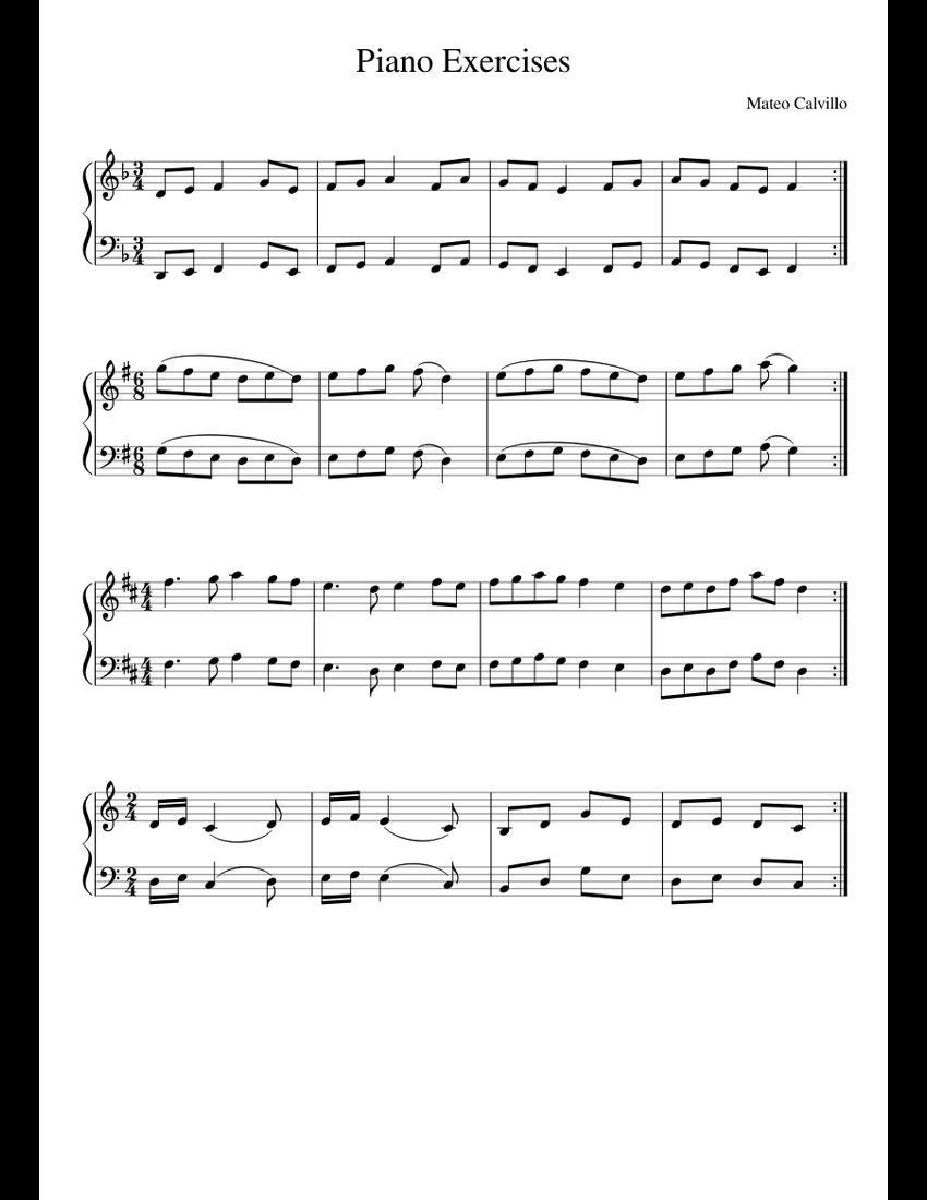 Piano Exercises Sheet music for Piano (Solo) Download and print in