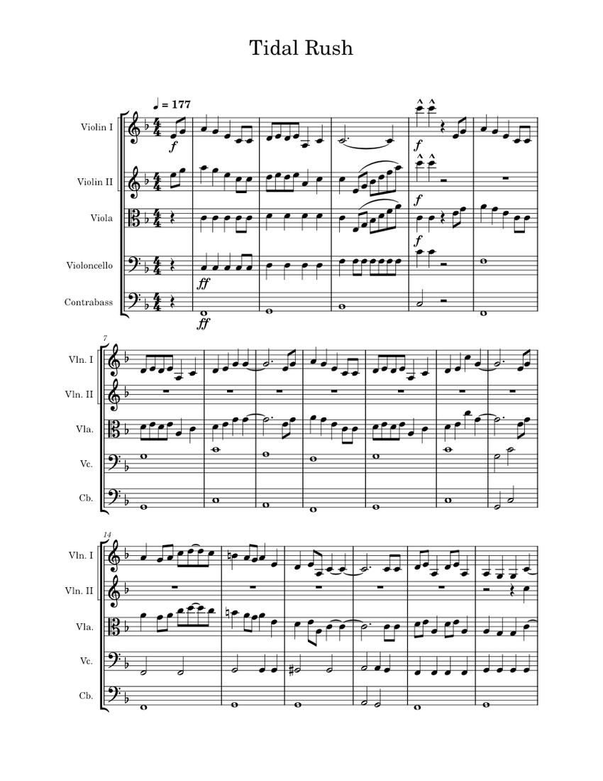 Splatoon 2 Tidal Rush Sheet music for Contrabass, Violin, Viola