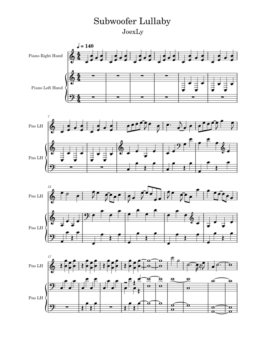 Subwoofers Lullaby *Remix* Sheet music for Piano (Solo)