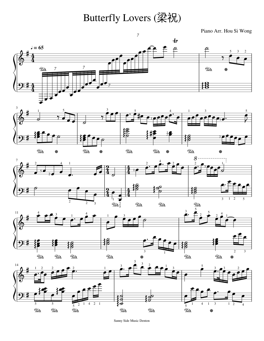Butterfly Lovers (梁祝) Sheet music for Piano (Solo)