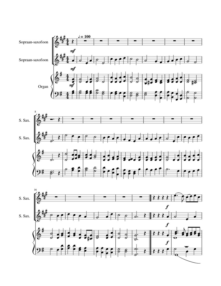 477 Komt allen tezamen Sheet music for Organ Saxophone soprano Mixed