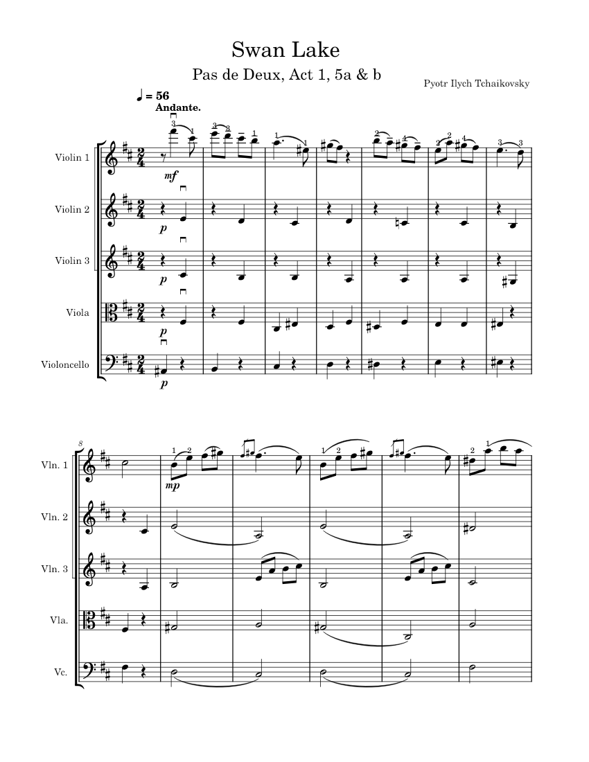 Swan Lake, Opus 20, No. 5 (Pas de deux) Pyotr Ilyich Tchaikovsky