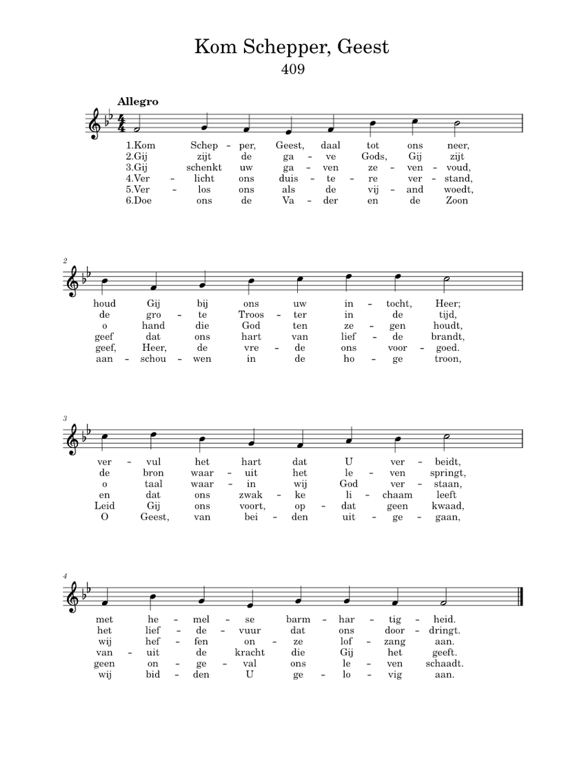 409 Kom Schepper Geest Sheet music for Piano Solo