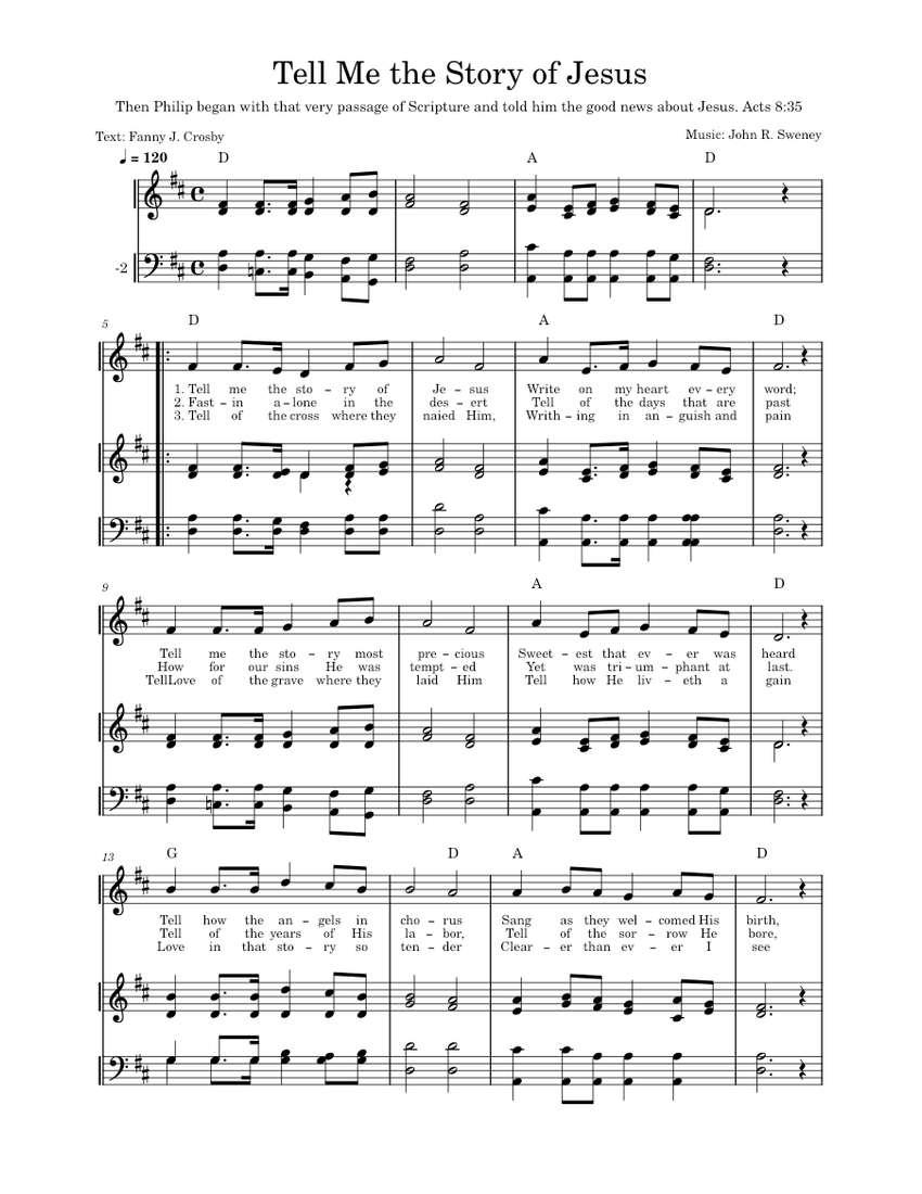 Tell Me the Story of Jesus Sheet music for Piano (Mixed Trio
